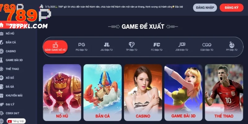 Giao diện chính của trang chủ